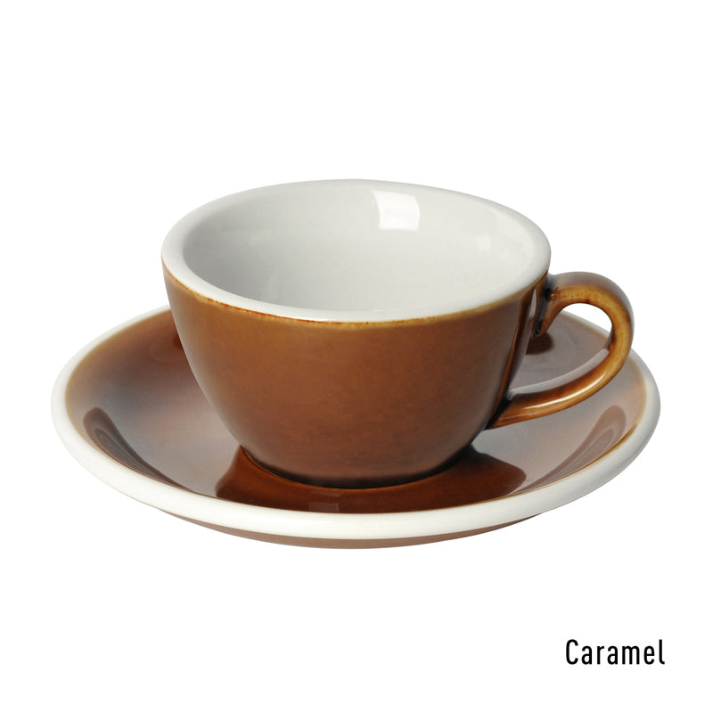 Egg Set of 1 150ml Flat White Cup & Saucer (Potters Colours)
