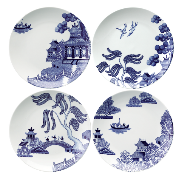 Willow Love Story Set of 4 x 21cm Salad Plate (Blue)